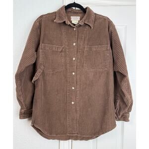 Vintage JCPenney Corduroy Shirt Jacket Brown Mens XL Made in USA